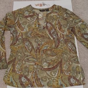 Vintage bohemian sheer Paisley blouse + Jewelry